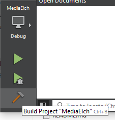 Screenshot showing Qt Creator Build Button on bottom right