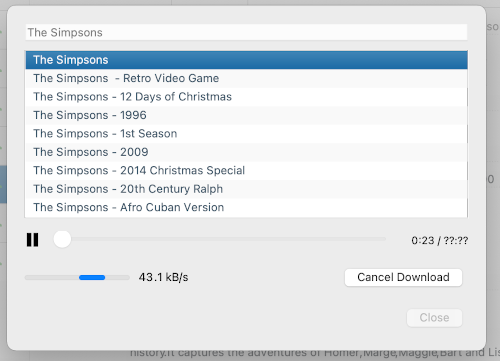 TV Tune download dialog.